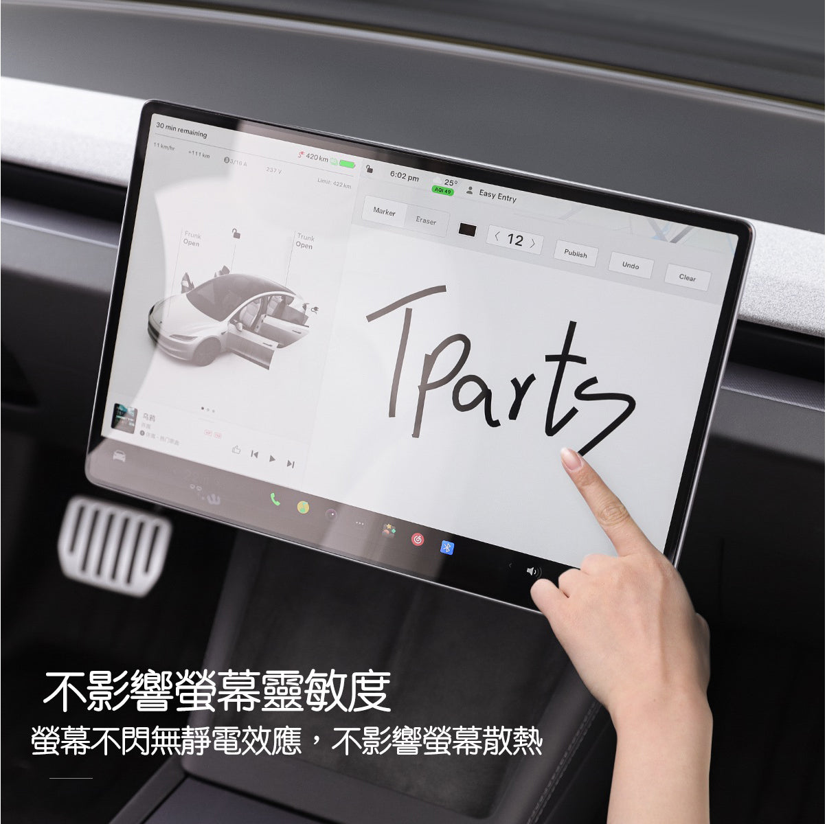 TPARTS Model 3 Highland / Model Y Juniper Centre Console & Rear Screen Tempered Glass Protector