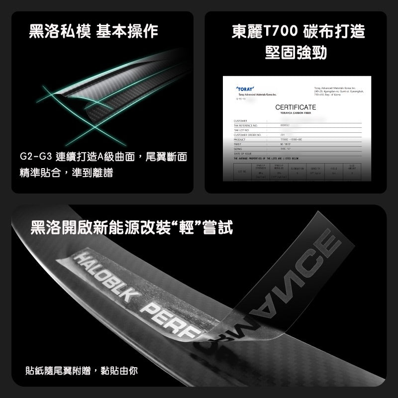 HaloBLk Model 3 / Model Y / Highland Model 3 / Juniper Model Y Real Carbon Fibre Rear Spoiler – Matte Black