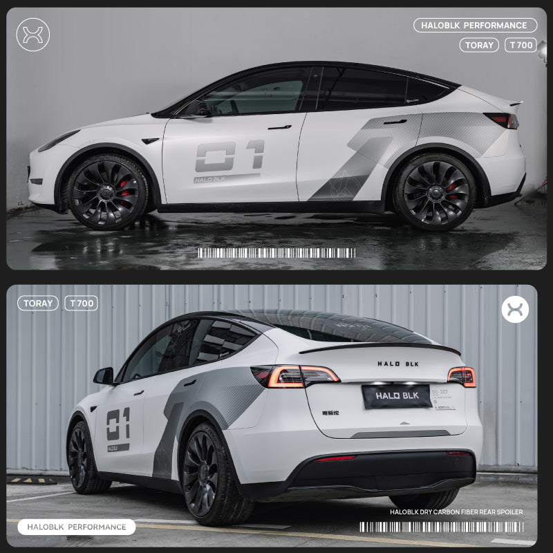 HaloBLk Model 3 / Model Y / Highland Model 3 / Juniper Model Y Real Carbon Fibre Rear Spoiler – Matte Black