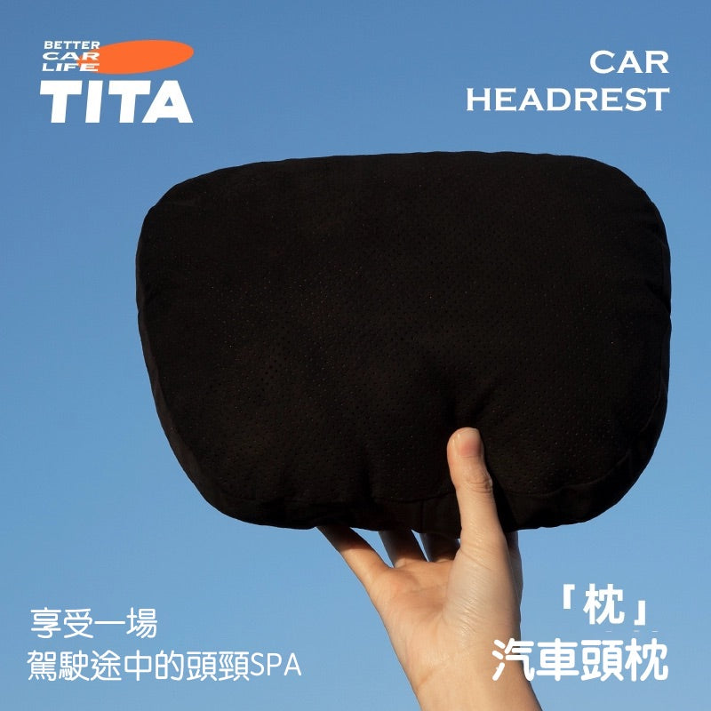 TITA Headrest Pillow – Suede & DuPont Fibre Fill | Universal Fit for Tesla & Non-Tesla Vehicles