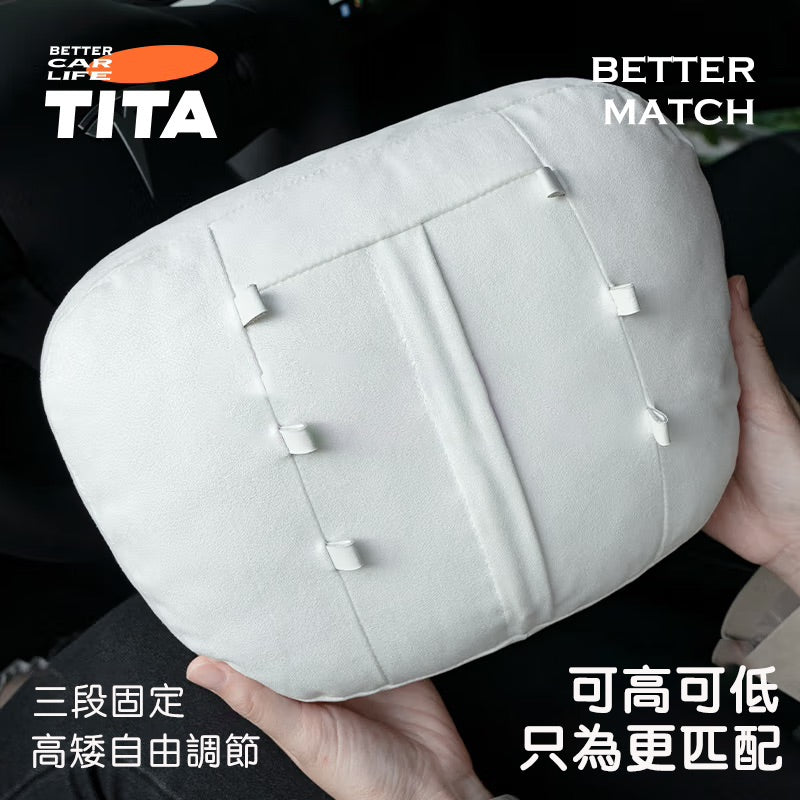 TITA Headrest Pillow – Suede & DuPont Fibre Fill | Universal Fit for Tesla & Non-Tesla Vehicles