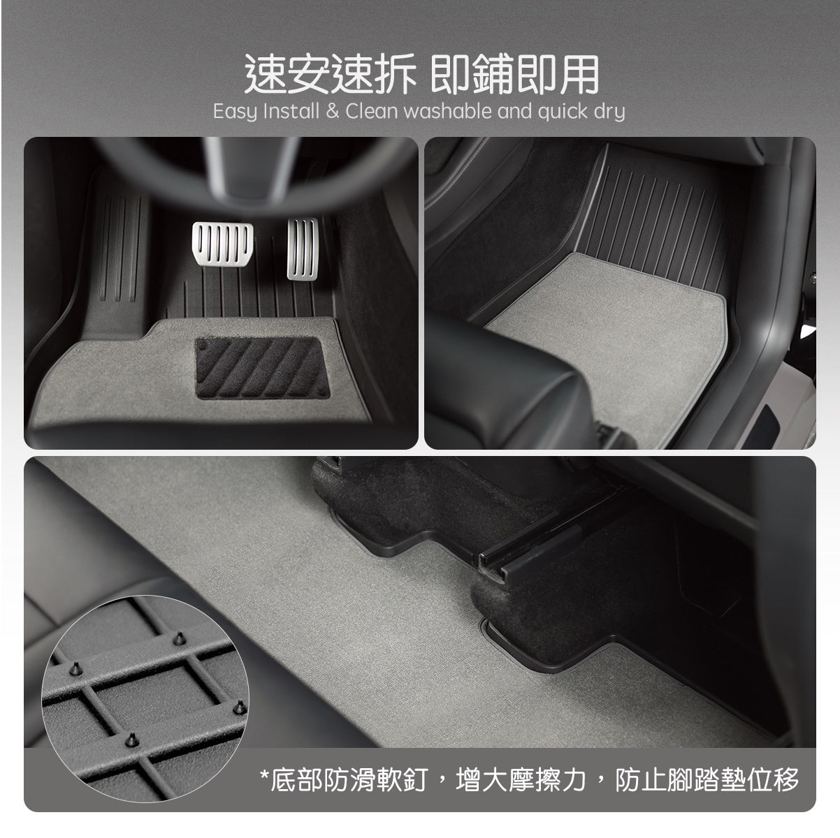 TPARTS Model Y Dual-Layer All-Weather Floor Mats