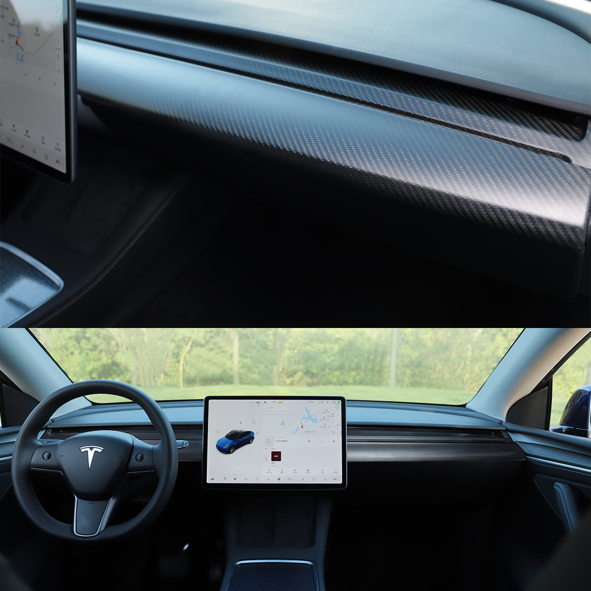 TPARTS Model 3 Real Carbon Fibre Replacement Dashboard