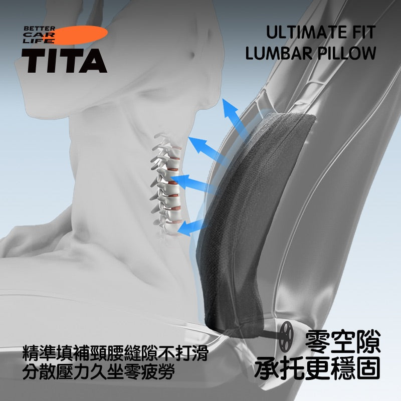 TITA Wow/Rest – Universal Fit Dual-Adjustable Headrest & Contoured Lumbar Pillow