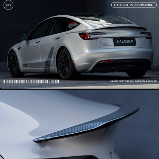 HaloBLk Model 3 / Model Y / Highland Model 3 / Juniper Model Y Real Carbon Fibre Rear Spoiler – Matte Black