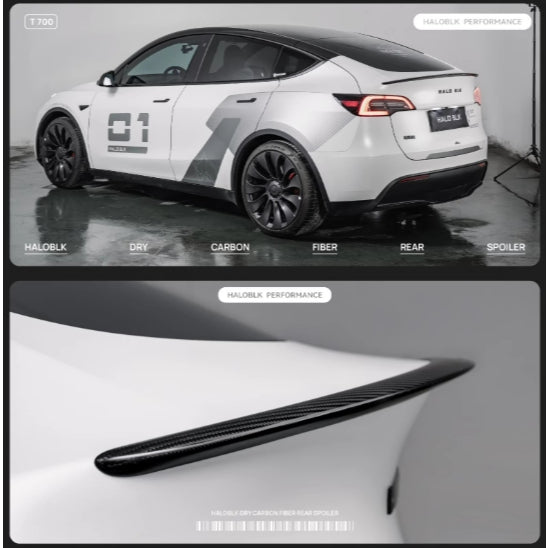 HaloBLk Model 3 / Model Y / Highland Model 3 / Juniper Model Y Real Carbon Fibre Rear Spoiler – Matte Black