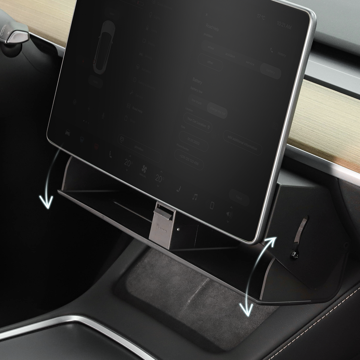 TPARTS Model 3/Y Hidden Under-Screen Storage Box