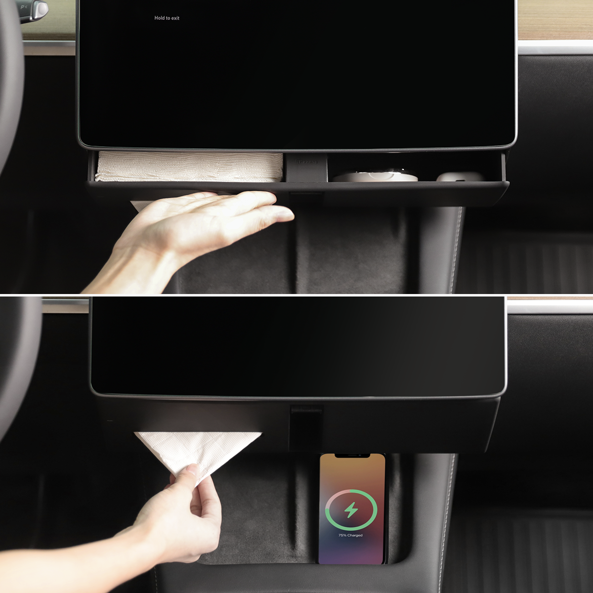 TPARTS Model 3/Y Hidden Under-Screen Storage Box
