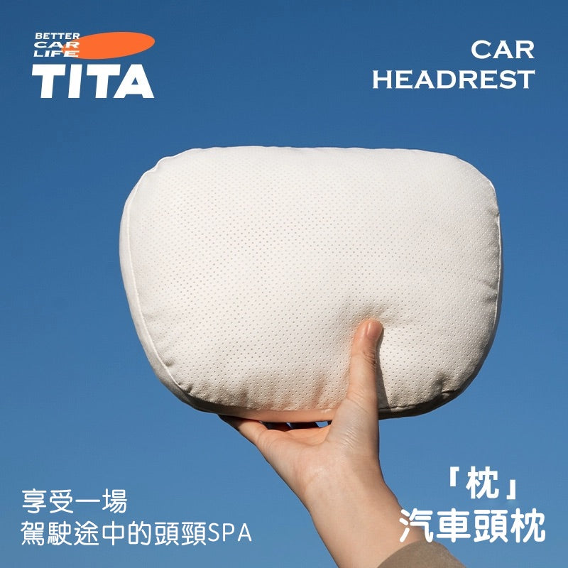 TITA Headrest Pillow – Suede & DuPont Fibre Fill | Universal Fit for Tesla & Non-Tesla Vehicles