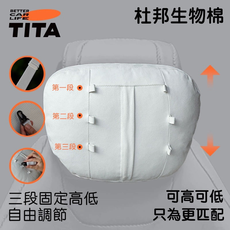 TITA Headrest Pillow – Suede & DuPont Fibre Fill | Universal Fit for Tesla & Non-Tesla Vehicles