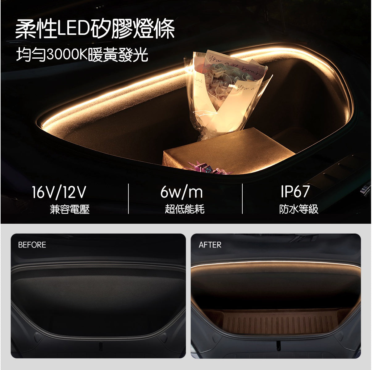 TPARTS Model X Smart Sensor Front/Rear Boot Dual-Colour Ambient Light