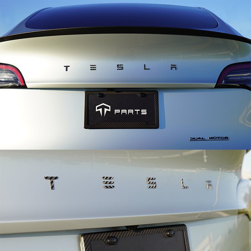 TPARTS Model 3/Y Real Dry Carbon Fibre TESLA Front & Rear Letter Emblems