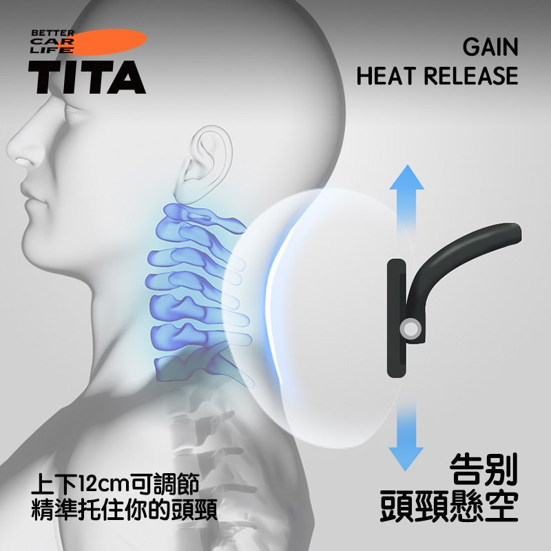 TITA Wow/Rest – Universal Fit Dual-Adjustable Headrest & Contoured Lumbar Pillow