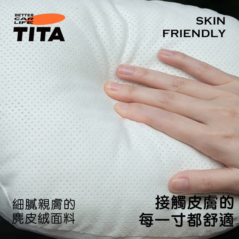 TITA Headrest Pillow – Suede & DuPont Fibre Fill | Universal Fit for Tesla & Non-Tesla Vehicles